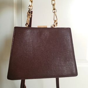 Urban Expressions Chocolate Della Vegan Crossbody Purse with gold & brown strap